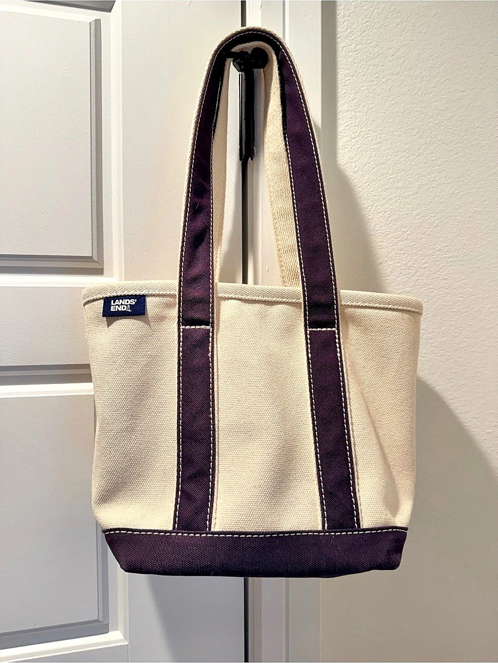 Lands' End Canvas-Style Tote in Cream & Black